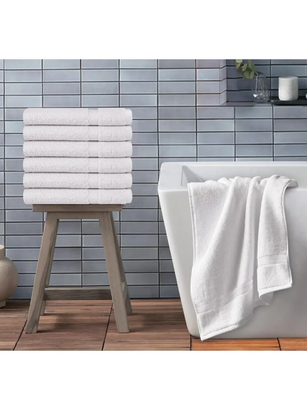 6 Pack White Bath Towels - 100% Cotton, Quick Dry, Super Absorbent, Soft